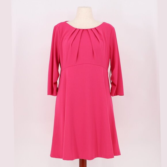 Calvin Klein Dresses & Skirts - NWT CALVIN KLEIN A-Line Pleated Sleeve Crepe Dress 3/4 Sleeve Pink Size 16